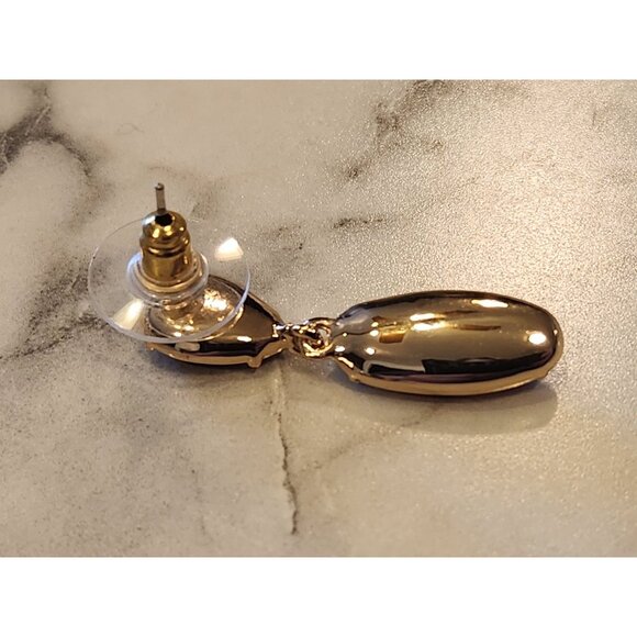 Chaps Gold-Tone Red Double Drop Earrings - Picture 5 of 6